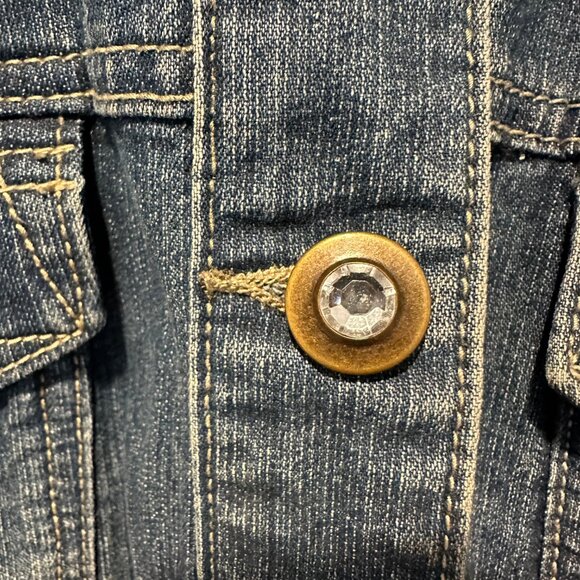 Women's CJ Banks Blue Denim Button Up Jean Jacket - Picture 3 of 3